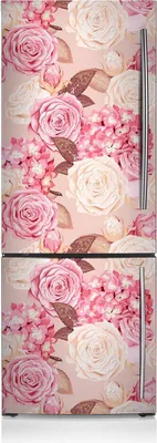 Produktbild von Kühlschrankmagne Kühlschrank Magnetfolie Dekoration 70x190 cm - Rosen und Hortensien