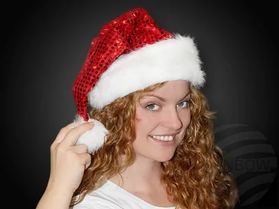 Produktbild von Ra02202 rot-weiß Damen Herren Nikolaus Pailletten Mütze
