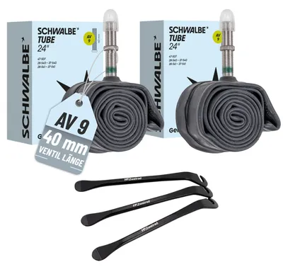 Produktbild von 2x Schwalbe Schlauch AV9 40mm (24") 28/47-507/541 Modell 2026 + Reifenheber