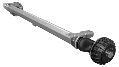 Produktbild von AL-KO COMPACT gebremste Anhängerachse 1500 kg 5x112 1600 mm 2050 mm Bremsachse für PKW Anhänger Autoanhänger Transportanhänger Autotransporter