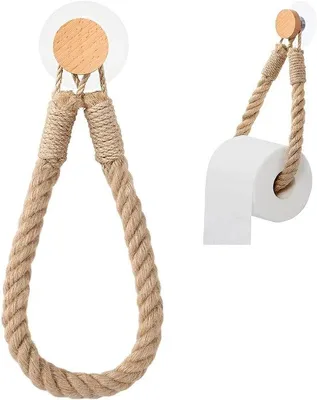 Produktbild von Famanu Toilettenpapierhalter Set mit Selbstklebender Befestigung und Industriellen Seil-Details