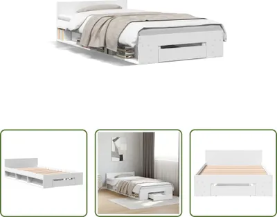 Produktbild von The Living Store Bettgestell mit Schublade Weiß 90x200 cm Holzwerkstoff