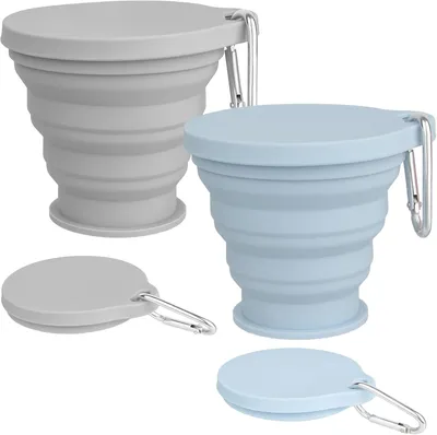 Imagen del producto de Vasos de silicona plegables con tapa, 2 unidades, libres de BPA, 300 ml, ideales para llevar