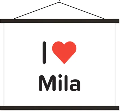 Produktbild von MuchoWow® Textilposter Ich liebe - Mila - Mädchen 150x113 cm mit schwarzem Rahmen - Wohnzimmer