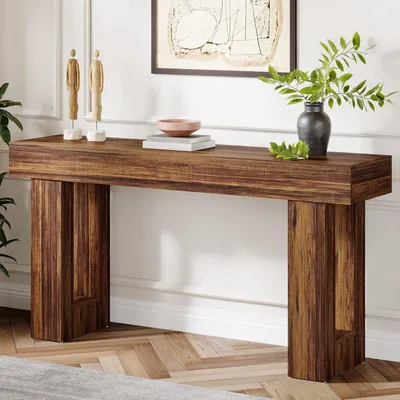 Image de Table console - Table d'appoint - Style industriel - Bois et métal - Marron - 160 x 35 x 85 cm