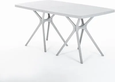 Image de Table d'extérieur rectangulaire 158x84 cm en polypropylène avec fibres de verre, robuste et résistante, ouverture centrale pour parasol, design moderne - OLIVER - Gris