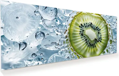 Produktbild von Glasbild 125x50cm in XXL für Wohnzimmer, Schlafzimmer Motiv Kiwi mit Eis