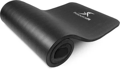 Produktbild von Extra dicke 13 mm oder 25 mm Yoga-Pilates-Matte mit Komfortschaum und Tragegurt – 180 cm lang – schwarzes rutschfestes Yogatuch