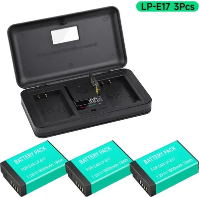 Image de Batterie d'appareil photo, chargeur à double emplacement, haute capacité, 3 batteries 1 chargeur