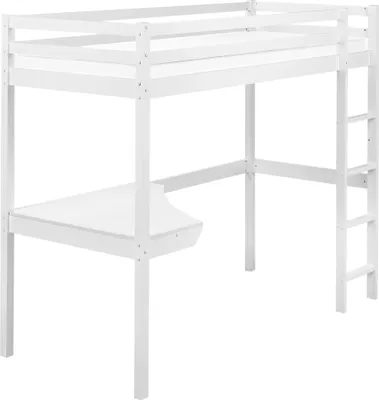 Produktbild von BELIANI Hochbett Weiß aus Kiefernholz 90 x 200 cm mit Schreibtisch Lattenrost Etagenbett Stockbett für Kinderzimmer