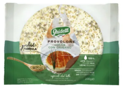 Produktbild von Provolone mild Käse in Scheibe zum Grillen mit Oregano 200g - Ghidetti