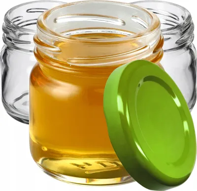 Image de KADAX Pots à conserves "Halli", bocaux 40 ml, mini bocaux, avec couvercles, couvercle vert , 100 pièces