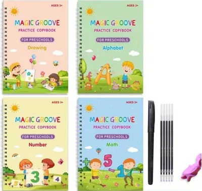 Produktbild von Wiederverwendbares Übungsheft für Kinder: Zahlen & Buchstaben lernen - Handschrift- und Schreibübungen inkl. Zeichenbuch mit Stift