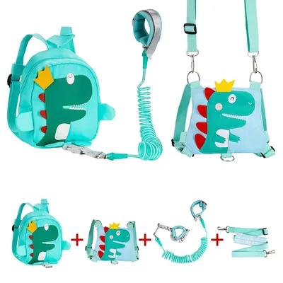 Produktbild von Sicherheitsgeschirr 4-in-1 – Dinosaurier-Rucksack für Kleinkinder – Anti-Verlust-Armbandleinen – Kinderwandergurt – Sicherheitsleine – Geeignet für Outdoor-Aktivitäten – Kindergurt