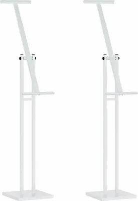 Image de vidaXL - Supports d'exposition, 2 pièces, blanc, 26,5 x 26,5 x 150 cm, acier