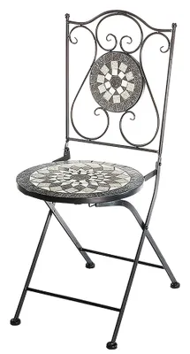 Obrázok produktu pre Záhradná stolička Kobolo Skladacia mozaiková stolička Kovová stolička - výška 88 cm - sivá