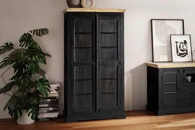 Produktbild von Schrank 98x176cm 'Mumbai' Mango natur & schwarz