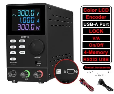 Obrázek produktu pro Napájení stejnosměrným proudem, nastavitelné výstupní napětí, funkce nabíjení přes USB, SPPS3001D-232, 220 V střídavého proudu, zástrčka EU
