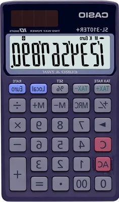 Productafbeelding van Rekenmachine - Basis calculator - Dagelijkse berekeningen - Euroconverter functie - 1185 cm - Blauw