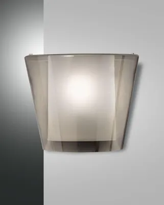 Produktbild von Wandleuchte Metall Glas E27 B: 28,5 cm Weiß Rauchglas Modern