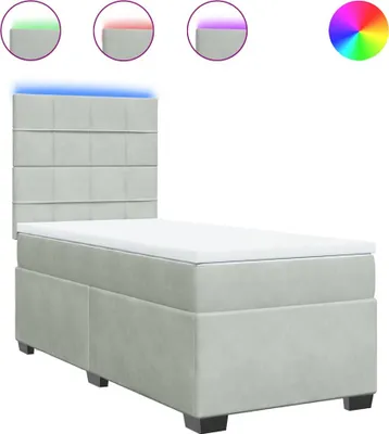 Produktbild von vidaXL Boxspringbett mit Matratze Hellgrau 90x190 cm Samt