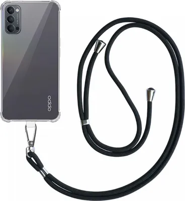 Zdjęcie produktu dla Etui na telefon pasujące do Oppo Reno 4 5G przezroczyste, odporne na wstrząsy z odłączanym uniwersalnym przewodem telefonicznym - silikonowe, odporne na wstrząsy etui ze smyczą - Smartphonics