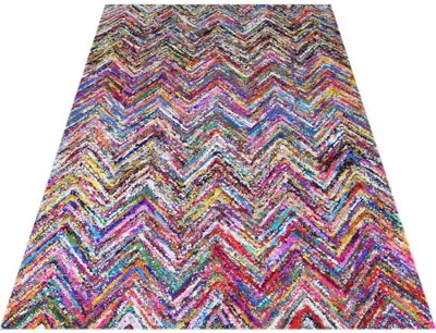 Produktbild von Teppich Chindi Modell 3 Mehrfarbig 153x244 cm aus recycelter Baumwolle handgetuftet