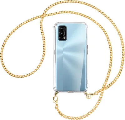 Produktbild von Handykette Backcover-Schutzhülle mit Band (Metall goldfarben) für Realme 7 Pro - goldfarbene Kette