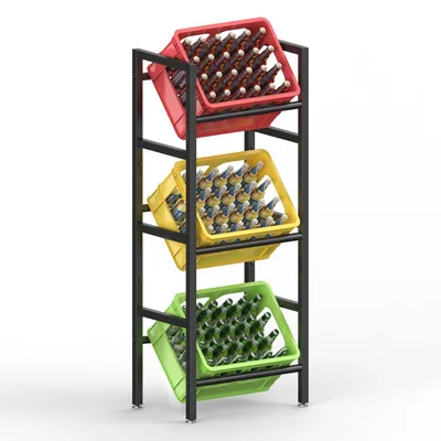 Image de Étagère en acier pour 3 caisses de boissons, conçue pour contenir 3 caisses
