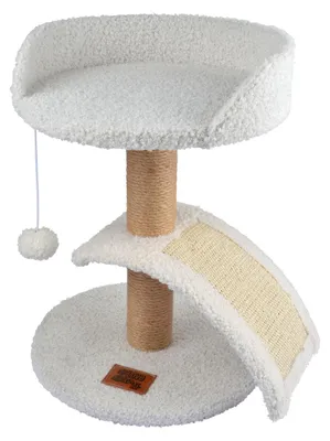 Obrázek produktu pro Měkký kočičí škrábací sloupek s hračkou, rozměry 30 x 40 cm, barva béžová