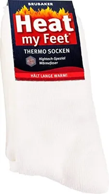 Image de BRUBAKER 2 paires de chaussettes thermo unies Heat my Feet Beige taille 39-42