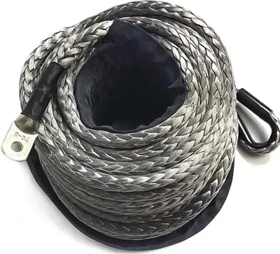Obrázek produktu pro Lano pro naviják – syntetické prodlužovací lano – délka 30 m – materiál UHMW-PE – pro ATV/UTV/SUV, nákladní automobily, lodě, terénní vozidla – šedá barva