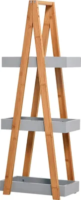 Produktbild von Badregal 3 Ebenen Treppenregal Leiterregal Badezimmer MDF Bambus Grau 30 x 18 x 81