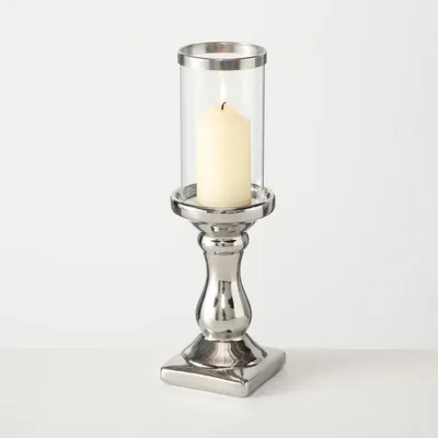 Produktbild von Windlicht Kerzenständer Maseru silber H31 cm Steingut