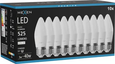 Zdjęcie produktu dla Mexen Nova 10x żarówka LED E27, C37, 5W, Neutralna - 4000K, 525 lm - L102-E27-0540-01x10