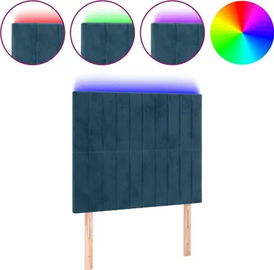Produktbild von vidaXL LED Kopfteil Dunkelblau 80x5x118/128 cm Samt