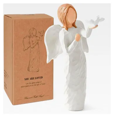 Produktbild von Engelsfigur, Trauergeschenk Schutzengel, Statue mit Taube, Beileidsgeschenk, Religiöse Engel für Frieden und Freiheit