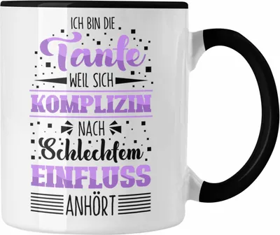 Produktbild von Trendation - Tante Weil Sich Komplizin Schlechter Einfluss Tasse Geschenk Beste Tante Spruch Geschenkidee (Schwarz)