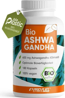 Produktbild von ProFuel Ashwagandha KSM-66® | 180 Kapseln | hochdosiert | hohe Bioverfügbarkeit | vegan