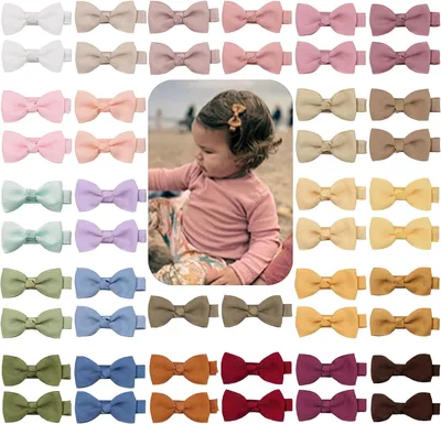 Productafbeelding van 50 Stuks Haarspeldjes en Clips voor Baby - Ambachtelijke Strikken van Lint - Klein Formaat 5 Inch