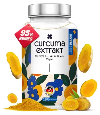 Produktbild von Sonnesee Curcuma Extrakt hochdosiert mit Piperin, 120 Kapseln