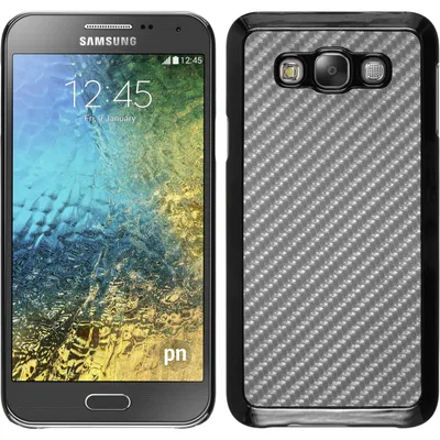 Produktbild von PhoneNatic Case kompatibel mit Samsung Galaxy E7 - Hülle silber Carbonoptik Hard-case + 2 Schutzfolien