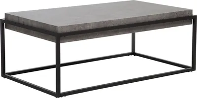 Obrázok produktu pre BELIANI Konferenčný stolík sivá stolová doska imitácia betónu obdĺžnikový čierny kovový rám 115 x 64 cm industriálna obývacia izba