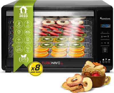 Obrázek produktu pro Sušička TurboTronic TurboWave30 litrů - 35 °C až 80 °C - celokovová 8 polic Sušička ovoce zeleniny masa hub Sušička ovoce Sušička nerezová ocel