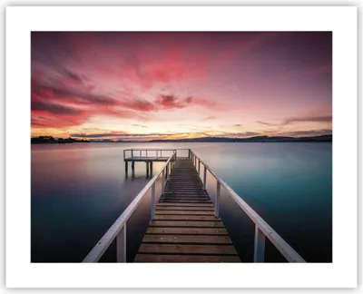 Produktbild von Poster - Poster ohne Rahmen - Brücke Rosa Himmel - 50x40 cm - Wand Bild - Wanddeko - Wandbilder - Kunstposter - Wandposter - Bilder - Kunstdruck - Wanddekoration - Wandbild - P2XAA50x40-4795