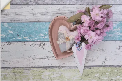 Produktbild von ARTland Wandbild, selbstklebend Stillleben mit Kirschblüten und Herzen Größe: 60x40 cm