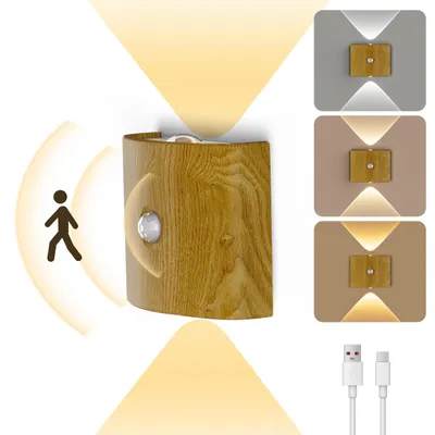 Produktbild von Aufladbare LED Nachtlicht mit Bewegungssensor, 3 Farbtemperaturen Kabellose Magnetische Wandleuchte für Schlafzimmer, Flur, Treppe