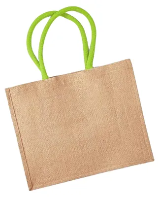 Zdjęcie produktu dla Torba na zakupy z juty Westford Mill, 21 litrów FK968 (jeden rozmiar) (naturalna/limonkowa)