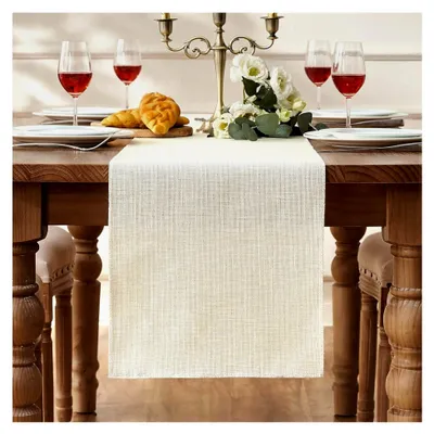 Produktbild von Beiger Tischläufer Modern 30 x 180 cm Leinen Rustikale TischNachbildungation für Innenräume Hochzeit Nachbildung TischNachbildungationen im Landhausstil Party Urlaub Küche Kaffee