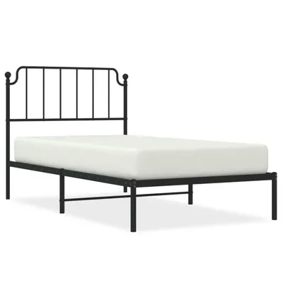 Zdjęcie produktu dla vidaXL Rama łóżka z zagłówkiem metalowa czarna 100x190 cm